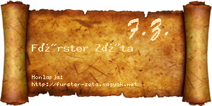 Fürster Zéta névjegykártya
